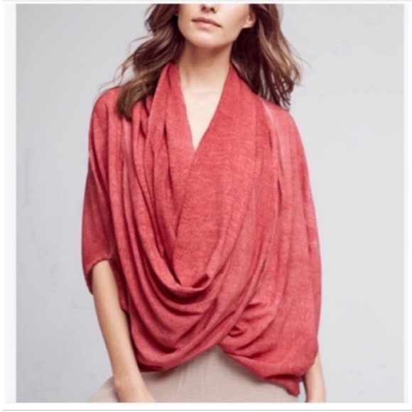 Anthropologie Tops - Anthropologie Saturday Sunday Wrapped kimono red looped cowl